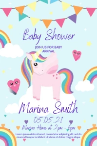 Magical Unicorn Baby Shower ป้าย template