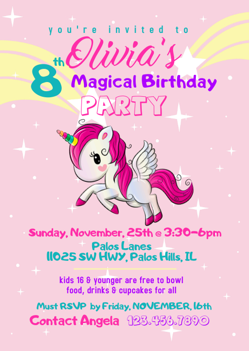 Magical Unicorn Birthday Invitation Template Postermywall