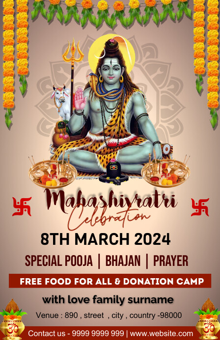 Maha Shiv Ratri Celebration Template | PosterMyWall