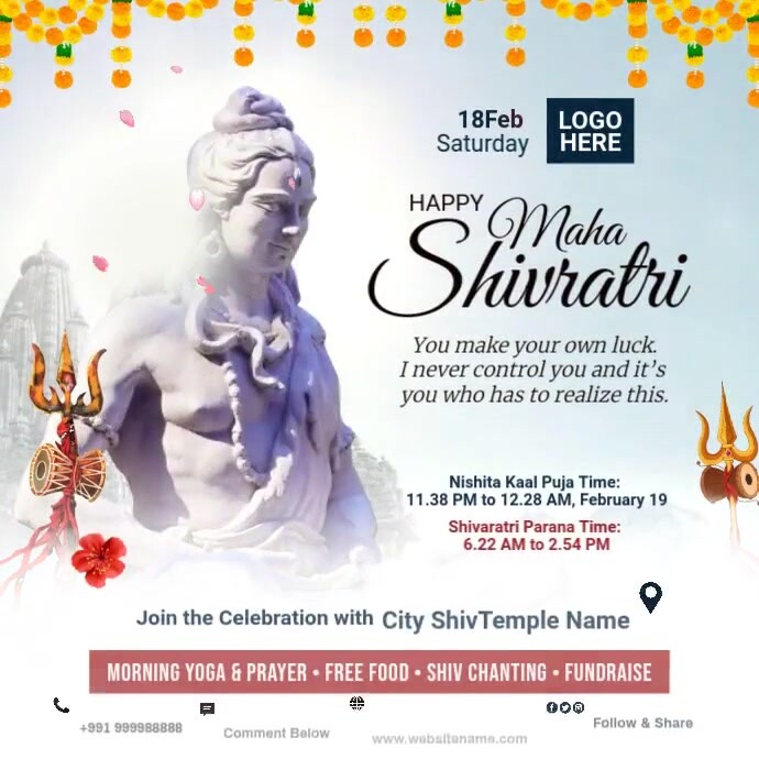 Maha Shivratri Celebration Post Template | PosterMyWall