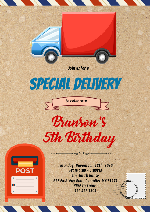 Postmaster Invitastion Mail post office invitation Template | PosterMyWall