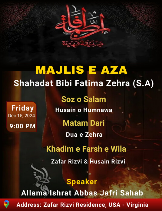 Majlis Bibi Fatima Zehra (S.A) (8) Flyer (US Letter) template