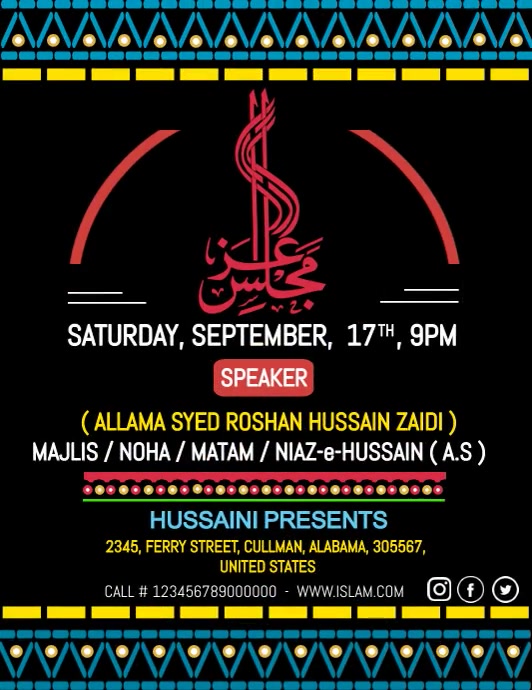MAJLIS E EZA, KARBALA , CHEHLUM Ulotka (US Letter) template