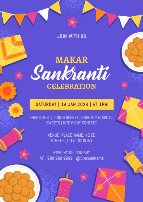 makar sankranti A4 template