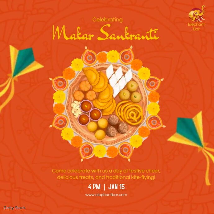 Makar Sankrati Minimal Instagram Post template