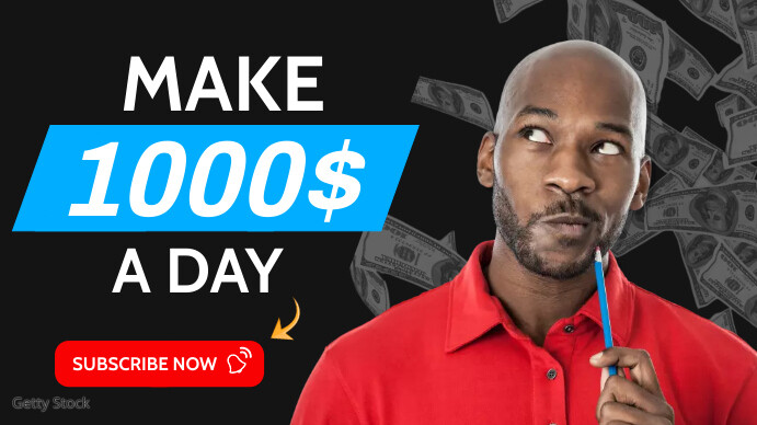 make 1000$ dollars a day youtube thumbnail bl Isithonjana se-YouTube template