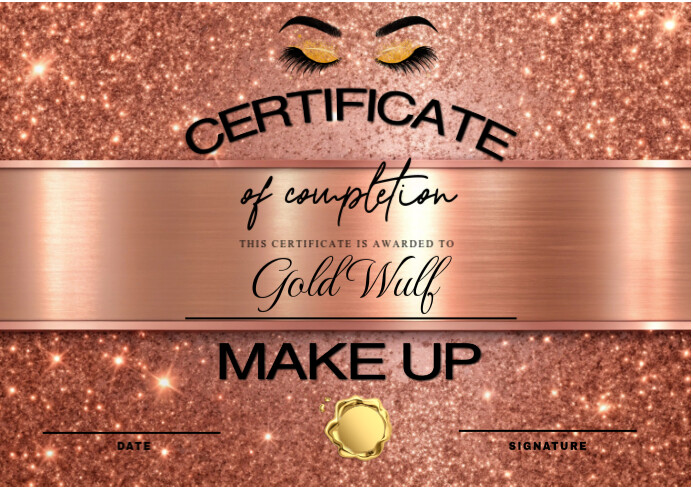 Make Up Certificate Of Completion A5 template