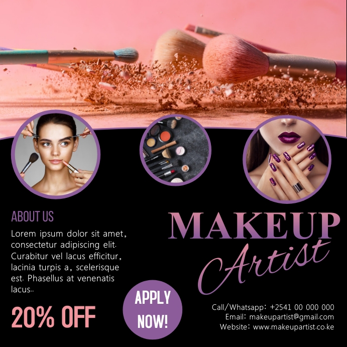 Makeup artist poster design template Publicação no Instagram