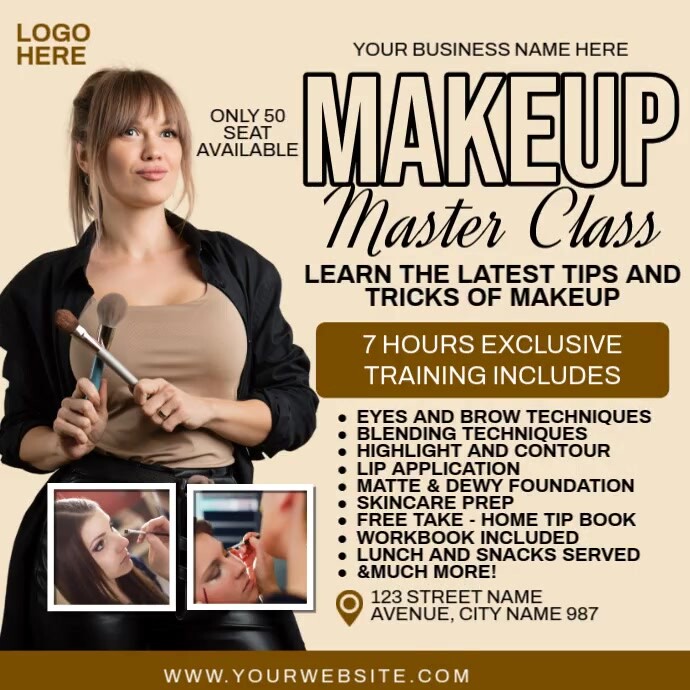 Makeup Course Post Design Makeup Class Template | PosterMyWall