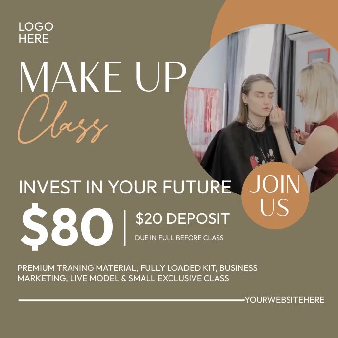 Makeup Course Post Design Makeup Class Instagram Ad Template | PosterMyWall