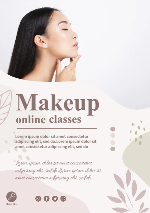 White Makeup Online Classes A4 Template | PosterMyWall