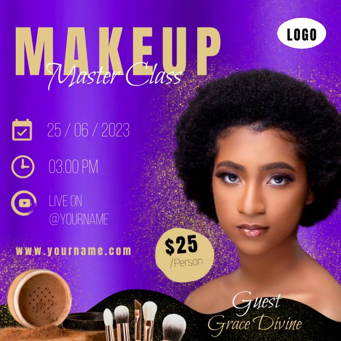 Makeup Course Post Design Makeup Master class Template | PosterMyWall