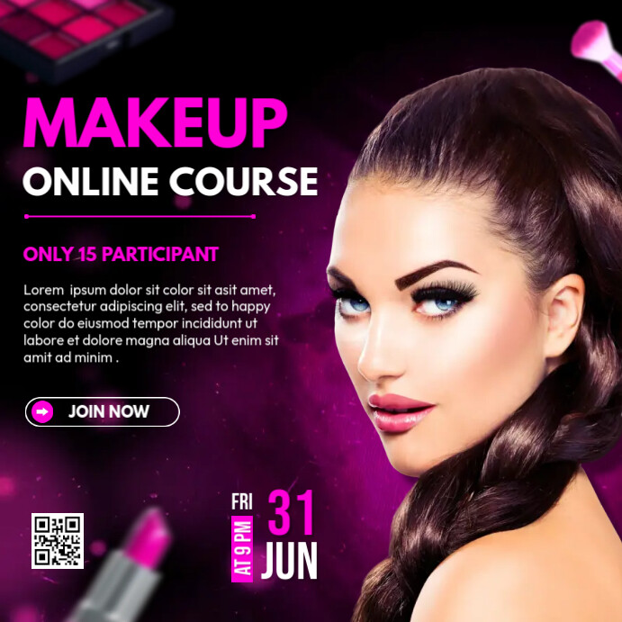 Makeup Course Post Design Makeup Online Course Template | PosterMyWall