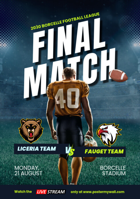 Maksimalis American Football Final Match A4 Template | PosterMyWall