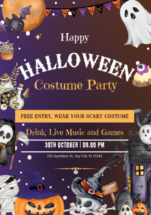 Maksimalis Halloween Costume Party A4 Template | PosterMyWall