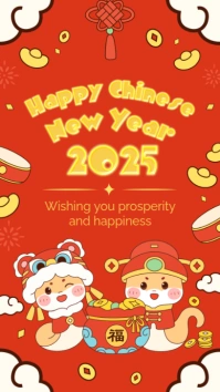 Maksimalis Red Illustrative Happy Chinese New Year 2025 Instagram Story Instagram Story template