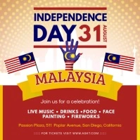 Malaysia Independence Day Party Invite โพสต์บน Instagram template