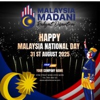Malaysia National Day 2025 Video Greeting Card Quadrato (1:1) template