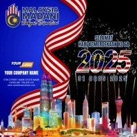 Malaysia National Day 2025 Video Greeting Card Square (1:1) template
