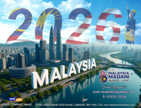 蓝绿色 Malaysia Independence Day ใบปลิว Template