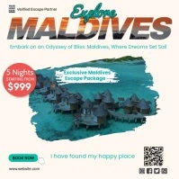 Maldives Travel Ad Template – Tropical Vacation Offer Promo for Instagram & Print Carré (1:1)