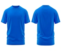 Male blue crew neck tshirt mockup Large Rectangle template