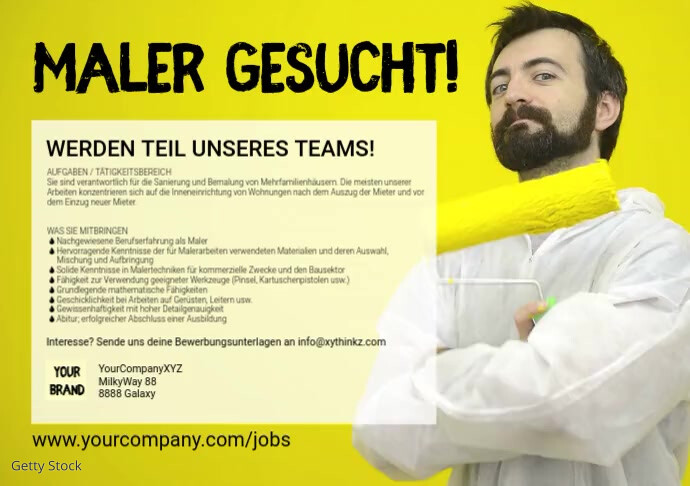 Maler Gesucht Wanted Employee Jobs Ad Banner Template Postermywall