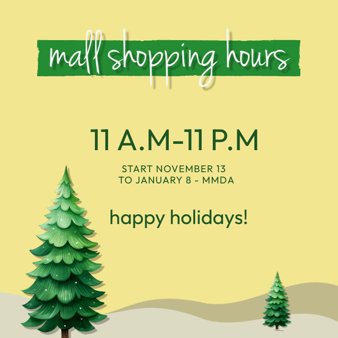 Holidays Mall Shopping Hours Design