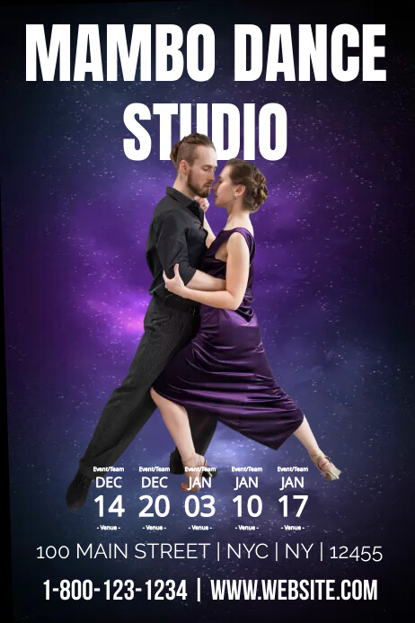 Mambo Backdrop Copy of Mambo Dance Studio Template | PosterMyWall