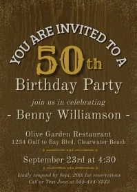 Man's ANY AGE Birthday Party Invitation A6 template