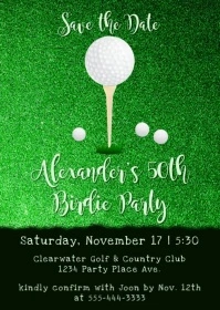 Man's Golf Theme Birthday Invitation A6 template