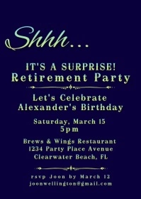 Man's Retirement Party Video Invitation A6 template