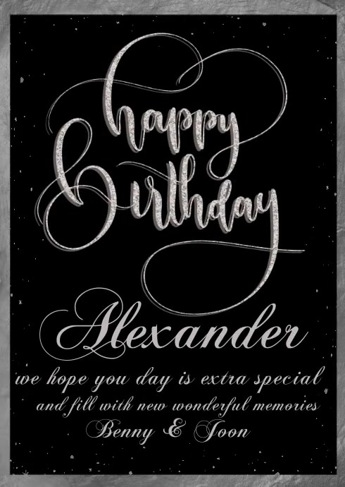 Man's Birthday Fancy Script Birthday Card A6 template