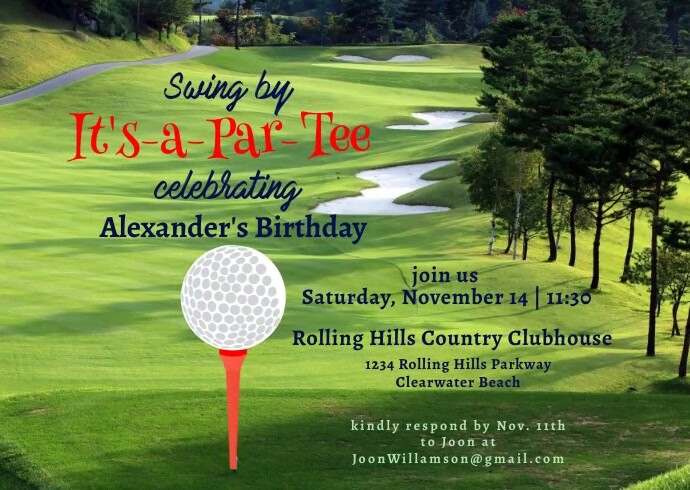 Man's Birthday Party Golf Theme Invitation Pocztówka template