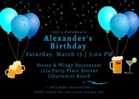 Man's Birthday Party Invitation Video Postcard template