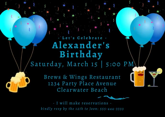 Man's Birthday Party Invitation Video Pocztówka template