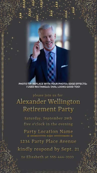 Man's Retirement Party Invitation Instagram Story template