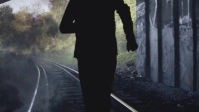 Man runing on railway track YouTube Thumbnail template