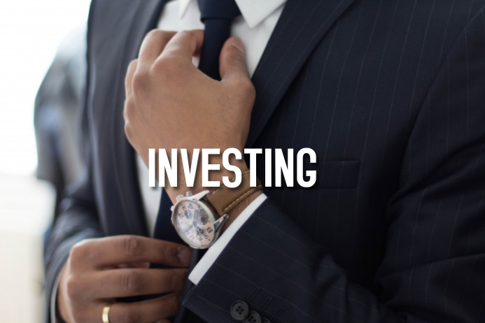 man wearing watch with black suit Affiche template