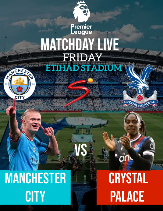 Manchester city vs crystal palace ใบปลิว (US Letter) template