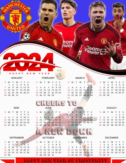 MANCHESTER UNITED CALENDAR 2024 Folder (US Letter) template