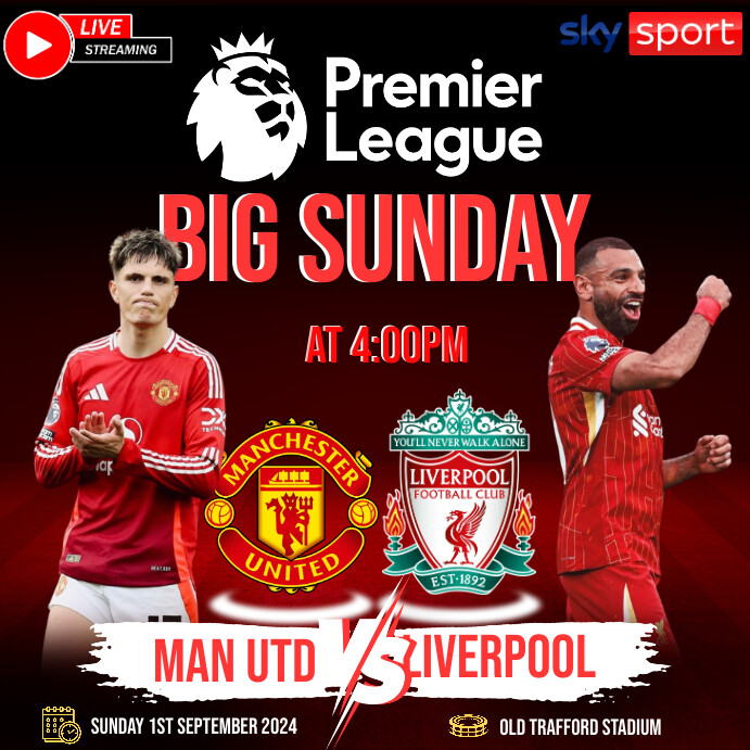 Manchester United vs Liverpool Instagram Post template