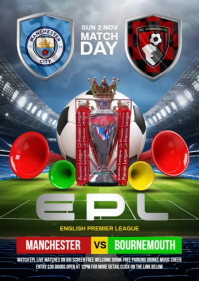 Manchester vs Bournemouth A6 template