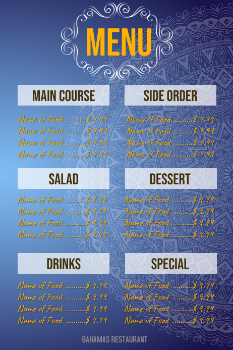 Mandala Restaurant Menu Template PosterMyWall