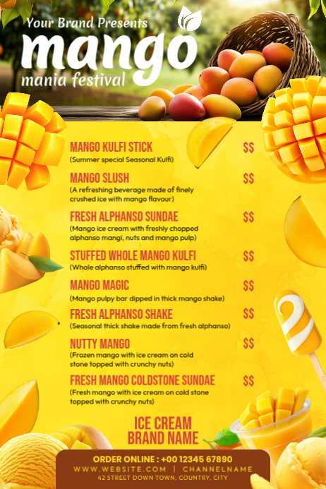 Yellow Mango Festival Posters Template | PosterMyWall