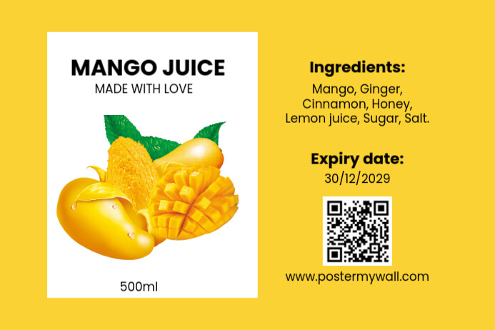 mango juice label design template
