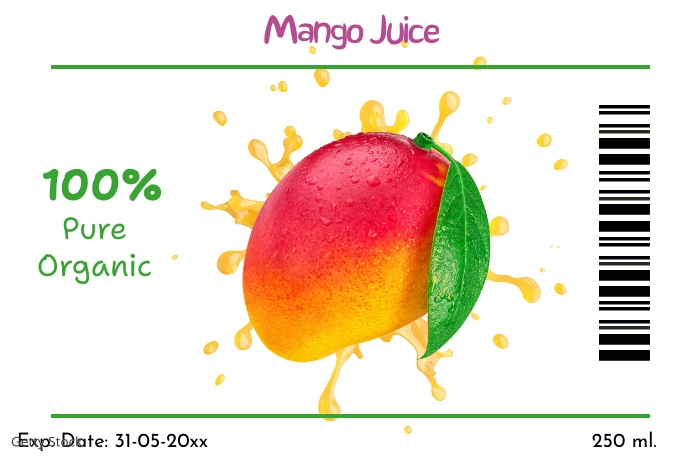 Plantilla de Mango Juice Label - Template | PosterMyWall