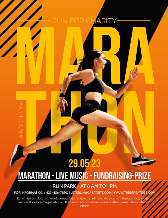 Marathon Fundraiser Example Marathon Charity Event template | PosterMyWall