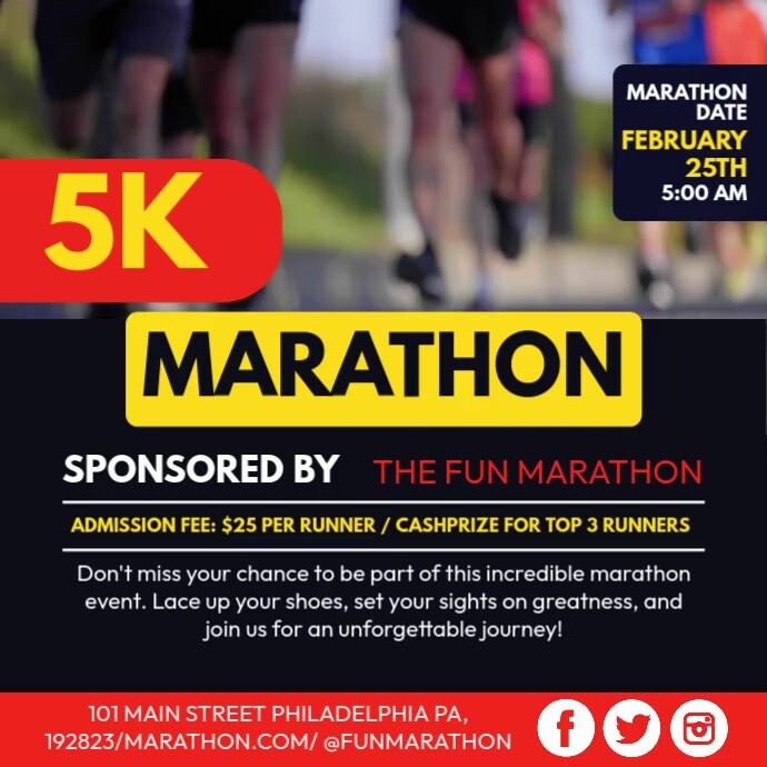 Marathon Event โพสต์บน Instagram template