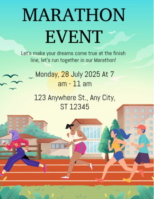 Plantilla de Marathon Event Flyer Folletos | PosterMyWall